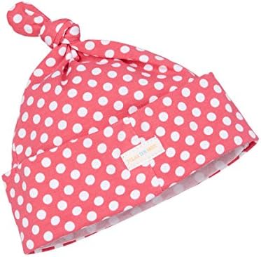 Newborn Baby Hat -Pink Polka Dots-Jersey Knit Single Knot Beanie - Baby Girl Receiving Hat