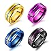 ENHONG 8mm Stainless Steel Matte Brushed Wedding Band Rings for Men,Black Blue Purple Gold Colors Available