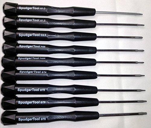 SpudgerToolCOM set of 9 Quality Apple MacBook Air & Pro Screwdrivers: Torx, Phillips, Apple 5 point star Pentalobe, Tri-Point (Tri-Wing)