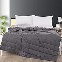 SAIWER Adult Weighted Blanket 15 lbs Cool Heavy Blanket | 100% Cotton Fabric with Glass Beads | Breathable Weighted Blanket Grey Color 48"x 72"