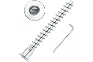 PARTY ANIMALS Confirmat Screws, M5 x 40mm 50 PCs, Hex Socket Drive Countersunk Furniture Connecting Self-Tapping Screw Set Carbon Steel Zinc Plated