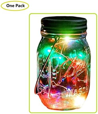 Color Changing Fairy Light, Solar Mason Jar Lid Insert Bottle Light Loading Hanging Lantern for Indoor Outdoor Parties, Evening Dinner or Valentine's Day Decor (Mason Jar &amp; Handle Included) (1 Pack)