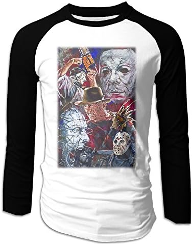 Horror Movie Character Halloween Black 80s Round Neck Two Tone T-Shirts