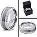 Tungsten Wedding Band Ring 8mm for Men Women Comfort Fit Beveled Edge Brushed