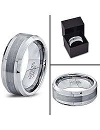 Charming Jewelers Anillo de boda de tungsteno de 0.315 in para hombres y mujeres, ajuste cómodo, borde biselado cepillado