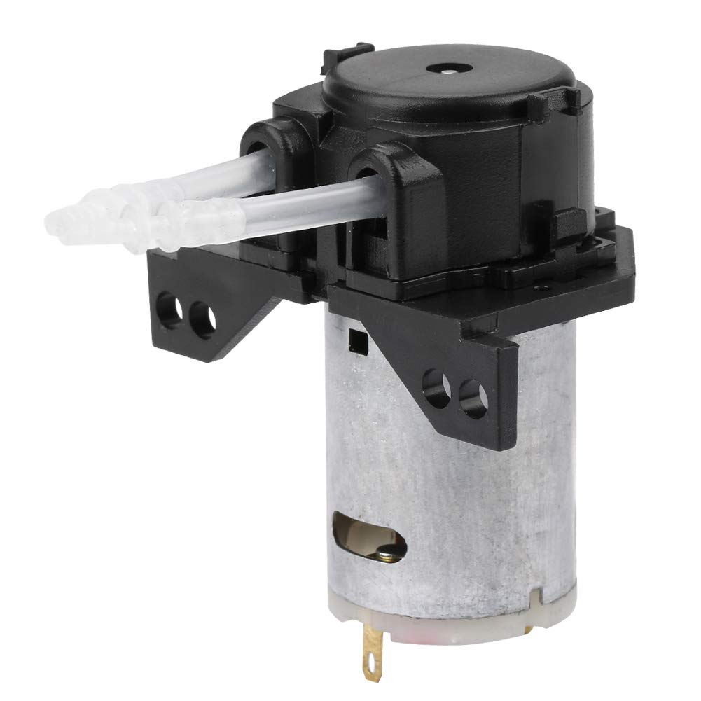 12V 24V DC Dosing Pump for Aquarium & Chemical Analysis Self-Priming Peristaltic Pump with Adjustable Flow Rate, Reversible Direction, and Standard Connector (Black)