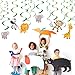 Jungle Animals Party Swirl Decorations - 30 Pack Hanging Swirl for Animals Party Supplies animal theme birthday party decorations, Multicolor