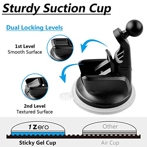 Sturdy Sticky Gel Suction Cup GPS Ball Mount for Garmin GPS Units, Dashboard Windshiled Window Dash GPS Car Holder for Garmin Nuvi Dezl RV Drive Drivesmart Zumo Driveassist DriveLuxe StreetPilot - Thumbnail 2
