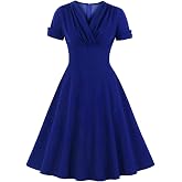 Robe Vintage Femme Années 1940 Wellwits - Col à Revers, Manches 3/4, Boutons Décoratifs