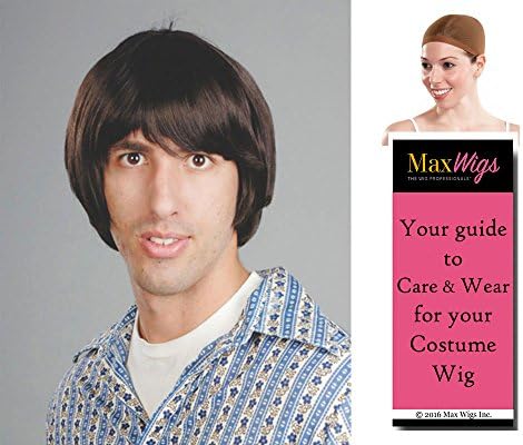Enigma Costume WigsHippie Boy Beatle Color Dark Brown - Enigma Wigs Bowl Cut Skater Tony Hawk Beetle Men's Bundle with Wig Cap, MaxWigs Costume Wig Care Guide
