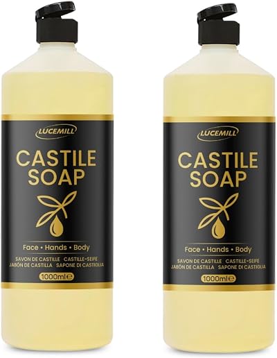 Lucemill Organic Castile Liquid Soap 2x1L Certified Natural Gentle Body Wash
