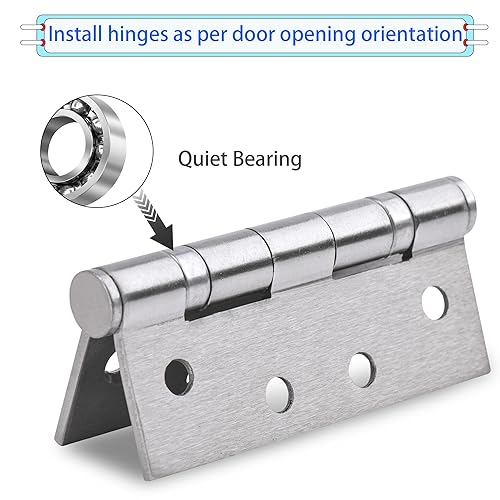 SORGMACH Door Hinges, 4 x 3 in Satin Nickel Door Hinges Thickness 3 mm Hinges for Wood, 304 Stainless Steel Commercial Interior Exterior Door Hinges(3 Pack)