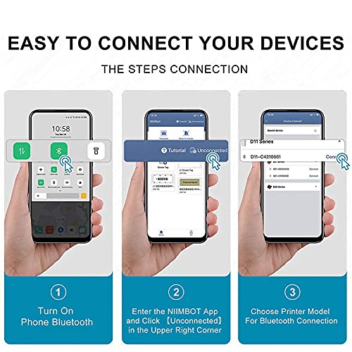 D11 Labels Maker Machine with Tape, Portable Mini Handheld Thermal Label Printer, Wireless Bluetooth Label Maker (Pink, 5 Roll Paper)