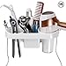 COAWG Adhesive Hair Dryer Holder, Wall Mounted No Drilling Plastic Bathroom Blow Drier Storage with Plug Hook, Hair Care Tools Organizer Basket with Cups for Curling Flat Straight Hot Iron