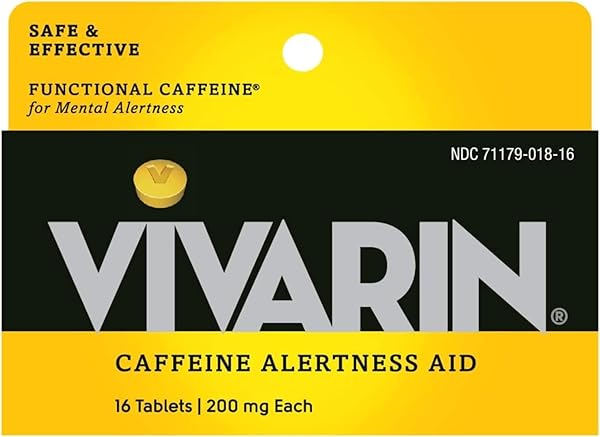 VIVARIN, CAFFEINE PILLS, 200MG CAFFEINE PER DOSE, SAFELY AND EFFECTIVELY HELPS YOU STAY AWAKE, NO SUGAR, CALORIES OR HIDDEN INGREDIENTS, ENERGY SUPPLEMENT, 16 TABLETS