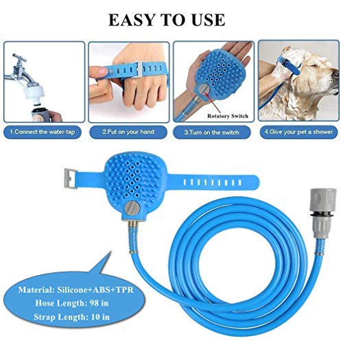 Dog Bathing Tool Pet Shower Sprayer & Pet Bath Brush 2-in-1 Upgraded Pet Shower Attachment For Bathtub & Outdoor Garden Hose Compatible, for Dog Cat Horse Cleaning and Massaging - Thumbnail 4
