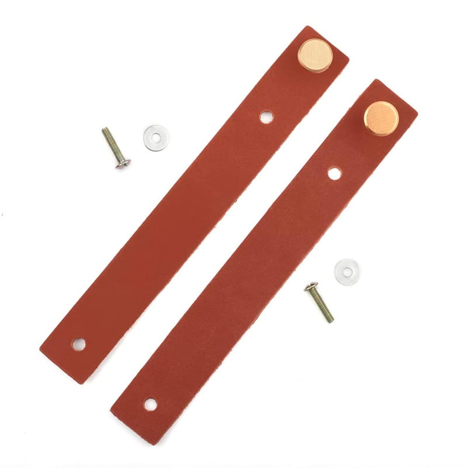 zalati Leather Drawer Pulls 6pcs Cabinet Knob Door Handles with Screws for Dresser Cupboard Drawer Furniture Hardware - Brown