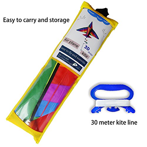 Zhuoyue Large Airplane Kite for Kids and Adults, Easy to Fly 3D Nylon Kites for Boys Girls, Single Line Beach Kite with Long Tail and Flying Line - Thumbnail 6