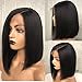 FENJUN 13x6 Lace Frontal Italian Yaki Straight Human Hair Wig with Baby Hair 12 Inch Bob Wigs for Black Women Pre plucked Frontal 130% Density Kinky Straight Wig 13x6 Lace Front Wig
