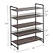 SONGMICS ULMR25BX ,5-Tier Shoe Rack , Open Storage Rack, Adjustable Shelves, Industrial Style Iron, for Shoes Plants Books Decorations, Matte Black