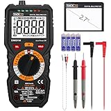 Tacklife DM01M Advanced Digital Multimeter Trms 6000 Counts Tester Non Contact Voltage Detection Amp Ohm Volt Multi Meter Temperature, Live Line, with LCD Backlit, Red/Black