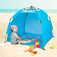 NEQUARE Baby Beach Tent, Automatic Instant Baby Tent and Portable Beach Tent Umbrella Outdoor Sun Shelter with Carrying Bag, 4 Pegs, Anti-UV 50 Protect Child from The Sun, Waterproof Windproof, Blue