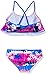 Kanu Surf Big Girls' Alice Palms Flounce Bikini Swimsuit, Blue/Pink, 14
