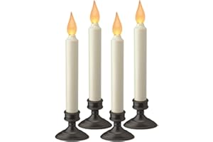 Xodus Innovations FPC1205A-4 Battery Operated LED Window Candle, Dusk to Dawn Light Sensor, Aged Bronze Plastic Base, Amber Flicker Flame, 8-7/8 Inch