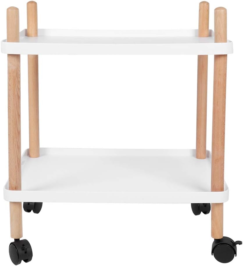 lyrlody Side Table,2 Layers Catering Trolley Tea Table Storage Trolley Side Tables Serving Trolley Table Sofa End Table Trolley Cart with Wheels for Kitchen Bedroom Living Room White