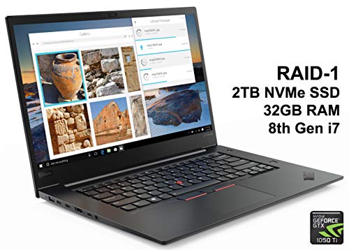 LA ThinkPad X1 Extreme (with RAID-1) Business Notebook: Intel 8th Gen i7-8750H (up to 4.1 GHz), NVIDIA GeForce GTX 1050, 32GB RAM, 2TB PCIe NVMe SSD, 15.6 FHD IPS Display, Windows 10 Pro