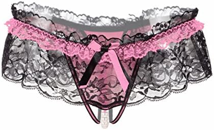 Kollway Sexy Cosplay Women's Sexy Lingerie Lace Thong Underwear Panty (Pink)