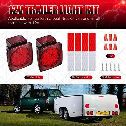 SUZCO Submersible Led Boat Marine Trailer Tail Guide Lights Break Breakaway Kit 12V, Utility Assembly Trail/Brake/Turn/Stop/Signal Red Light - DOT Compliant Over 80inch for Truck ATV Tractor Dump - Thumbnail 2