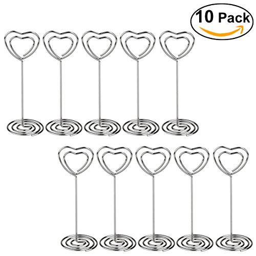 10pcs place card holder heart shape wedding party favor clips (silver)