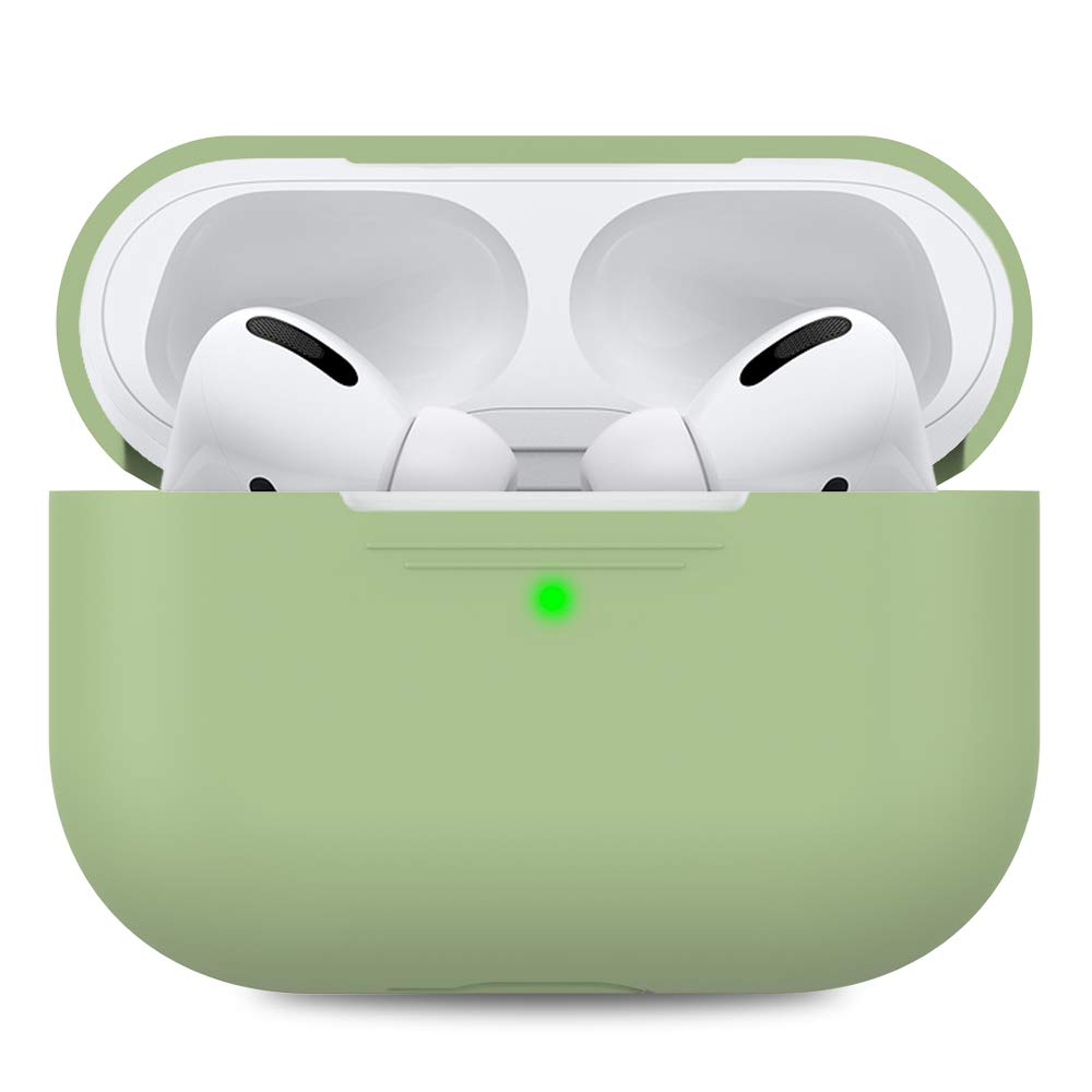 AHASTYLE AirPods Pro Case Protective Cover [Front LED Visible] Compatible with Apple AirPods Pro 2019 (Without Carabiner, Avocado Green)