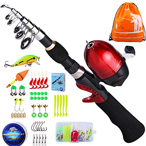 Kids Fishing Pole with Spincast Reel Telescopic Fishing Rod Combo Full
