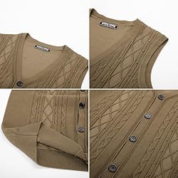 Mens Cable Knit Sweater Vests Button Down Vintage