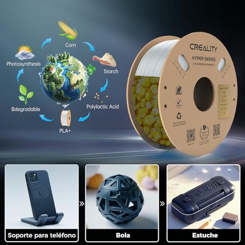Creality Hyper PLA 3D Printer Filament 1.75mm 1kg, PLA High Speed 30-600mm/s, Dimensional Accuracy +/- 0.03mm, for Most 3D Printers, White