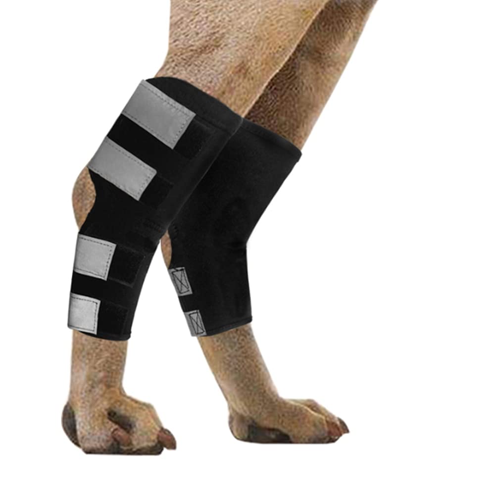 Wikay 2 Pcs Dog Leg Brace Safety Dog Back Leg Braces with Reflective Straps Hind Leg Protect Wounds Compression Knee Sleeve Helps Loss of Stability Healing for Prevent Injuries and Sprains Helps