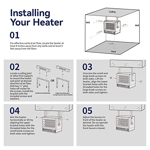 TEMPWARE Electric Garage Heater, 7500Watt Digital FanForced Ceiling Mount Shop Heater with