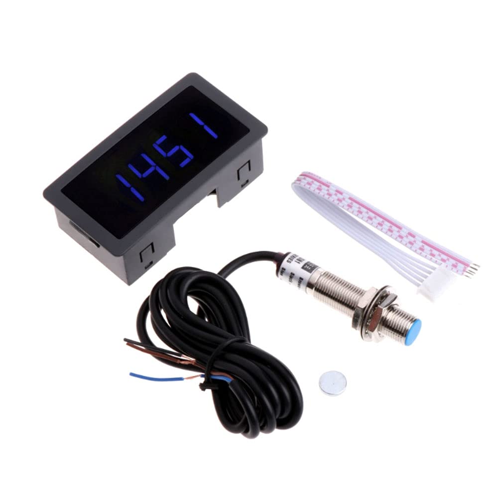 DollaTek DC 8-24V 4 Digital LED Tachometer RPM Speed Meter with Hall Proximity Switch Sensor NPN 10-9999RPM