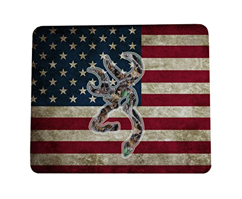 Custom Mouse Pad Browning Deer Camouflage American Flag For Non-Slip Rubber Mouse Pads Gaming Mouse Pad