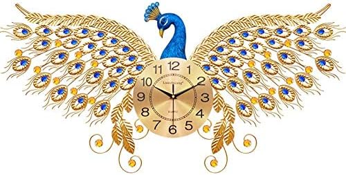 ファッション孔雀ウォールクロックリビングルーム 欧州独自のクリエイティブな環境の吊り壁時計