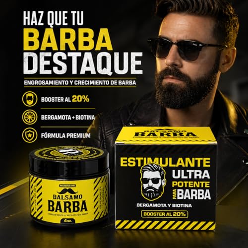 Minoxidil 20%, Biotina y Bergamota para Vello Escaso - Crecimiento y Densidad Estimula y Fortalece tu Barba y Bigote - Rápida Absorción No Irrita - Ingredientes 100% Naturales Biotina
