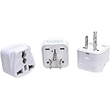 Ceptics US Travel Plug Adapter (Type B) - 3 Pack [Grounded & Universal]