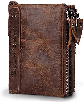 Mens' Wallet Genuine RFID Blocking Horse Cowhide Leather Credit Carder Holder Bifold Vintage Purse