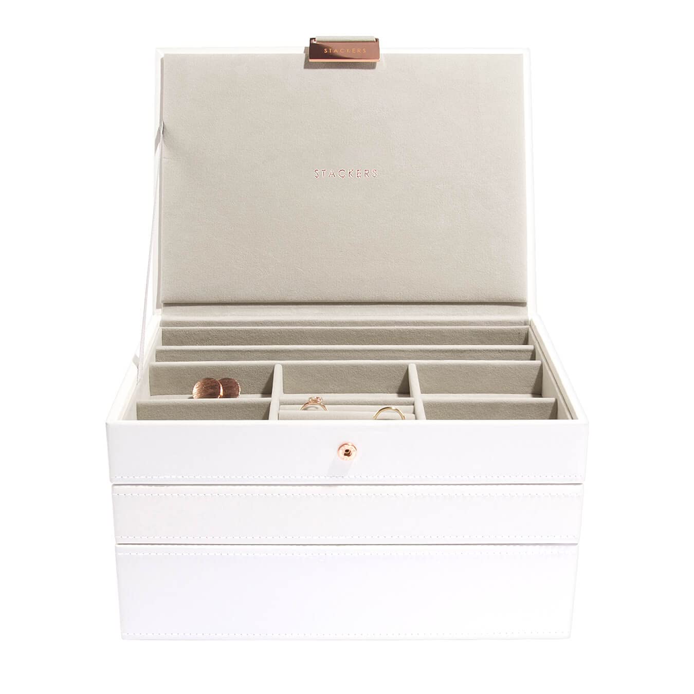 Stackers White & Rose Gold Classic Jewellery Box, Set of 3