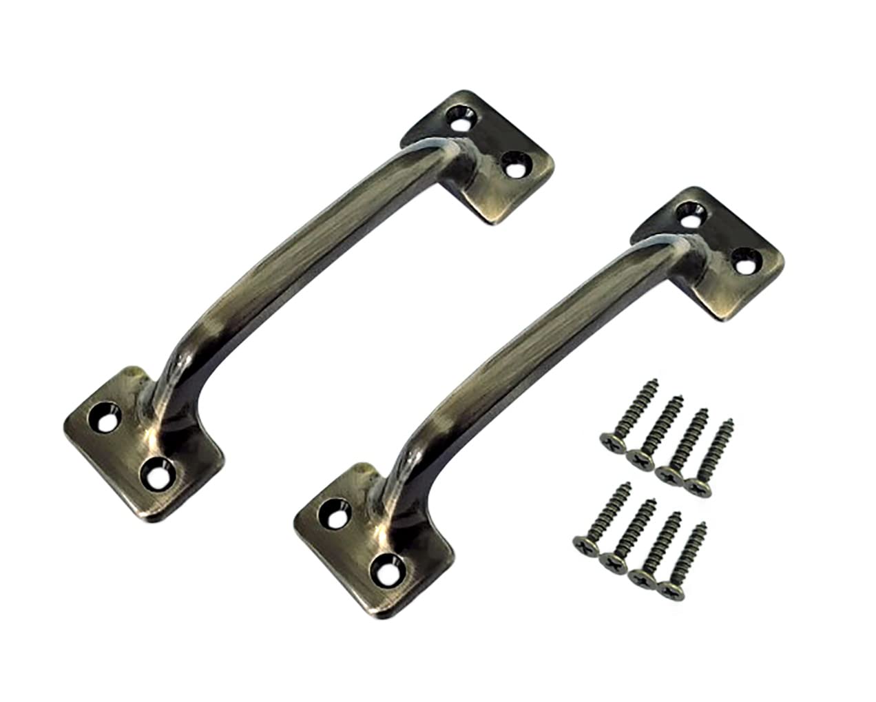 QCAA Soild Brass, 4-7/8", Heavier Sash Lift Pull, Traditional Type, Brushed Antique Brass, 2 Pack, Made in Taiwan
