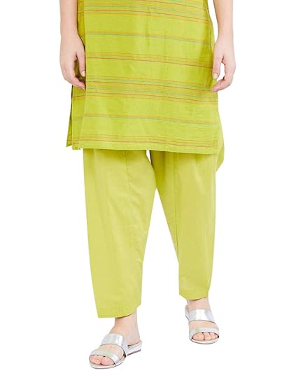 Women's Cotton Salwar Bottom (NOOSWCSLGLIME Green_Lime X-Large)
