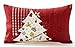Andreannie Happy Holiday Beige Shadow Christmas Tree Snowflakes Bell Red Merry Cotton Linen Throw Waist Lumbar Pillowcase Personalized Cushion Cover New Home Decorative Rectangle 12 X 20 Inches