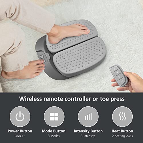 Snailax Vibration Foot Massager with Heat,Remote Control,3 Levels Vibration Intensity & 3 Massage Modes,Electric Deep Tissue Foot Legs Back Massager Machine, Gifts for Women/Men/Mom/Dad(Grey)